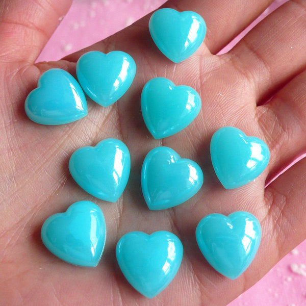 Puffy Heart Cabochons (BLUE) (10 pcs) Kawaii Cell Phone Deco Decoden Supplies RHE015