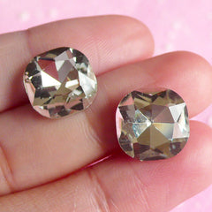 Square Crystal Tip End Rhinestones (12mm / Clear / 2 pcs) Wedding Jewelry Making Kawaii Cell Phone Deco Decoden Supplies RHE004