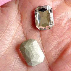 Rectangular Crystal Tip End Rhinestones (10mm x 14mm / Clear / 2 pcs) Wedding Jewelry Making Kawaii Cell Phone Deco Decoden Supplies RHE005