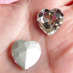 Heart Crystal Tip End Rhinestones (16mm / Clear / 2 pcs) Wedding Jewelry Making Kawaii Cell Phone Deco Decoden Supplies RHE003