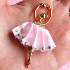 CLEARANCE Rhinestone Ballerina Cabochon Ballet Dress Charm Pendant Ballet Dancer Applique (Pink / 38mm x 58mm) Phone Case Deco Embellishment CAB018