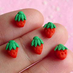 Miniature Strawberry (5pcs) Kawaii Dollhouse Fruit Mini Fruit Miniature Sweets Decoden Cell Phone Deco Fake Cupcake Topper Nail Art NAC001