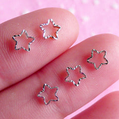 Tiny Star Cabochon Set (Silver) (5pcs) Fake Miniature Cupcake Topper Nail Art Decoration Scrapbooking NAC015