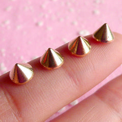 CLEARANCE Tiny Spike Cabochon / Mini Cone (Gold / Flat Back) (4pcs) Earring Making Rock Nail Art Nail Decoration Scrapbooking Punk Manicure NAC016