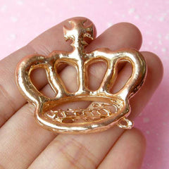 Metal Crown Cabochon / Rhinestones Princess Juicy Crown Cabochon (Gold / 39mm x 36mm) Bling Bling Embellishment Cell Phone Deco CAB112