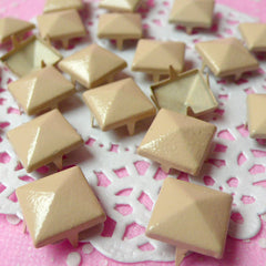 CLEARANCE Rivet / CREAM Metal Pyramid Rivet Studs / Square Rivet 12mm (around 50pcs) for Cell Phone Deco / Leather Craft / Jean Button, etc RT17