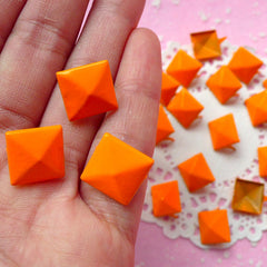 Rivet / ORANGE Metal Pyramid Rivet Studs / Square Rivet 12mm (around 50pcs) for Cell Phone Deco / Leather Craft / Jean Button, etc  RT16