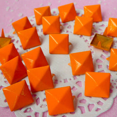 Rivet / ORANGE Metal Pyramid Rivet Studs / Square Rivet 12mm (around 50pcs) for Cell Phone Deco / Leather Craft / Jean Button, etc  RT16