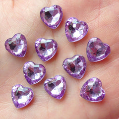 Heart Tip End Rhinestones (10mm / Purple / 10 pcs) Jewelry Making Kawaii Cell Phone Deco Decoden Supplies RHE028