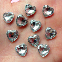 CLEARANCE Heart Tip End Rhinestones (10mm / Clear / 10 pcs) Jewelry Making Kawaii Cell Phone Deco Decoden Supplies RHE023