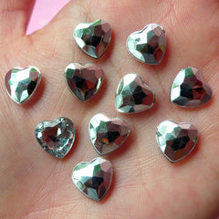 CLEARANCE Heart Tip End Rhinestones (10mm / Clear / 10 pcs) Jewelry Making Kawaii Cell Phone Deco Decoden Supplies RHE023