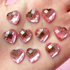 CLEARANCE Heart Rhinestones (12mm / Pink / 10 pcs) Jewelry Making Kawaii Cell Phone Deco Decoden Supplies RHE026