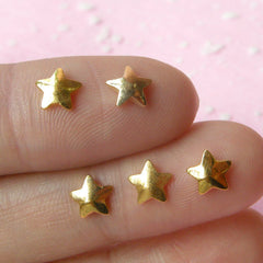 Mini Star Cabochon Set (Gold) (5pcs) (6mm) Fake Miniature Cupcake Topper Nail Art Decoration Scrapbooking NAC042