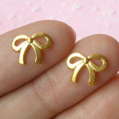 Mini Ribbon Cabochon Set (Gold) (2pcs) (11mm) Fake Miniature Cupcake Topper Nail Art Decoration Scrapbooking NAC044