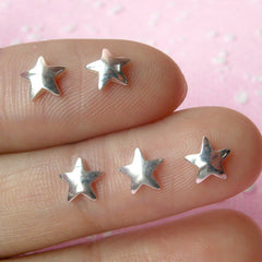 Mini Star Cabochon Set (Silver) (5pcs) (6mm) Fake Miniature Cupcake Topper Nail Art Decoration Scrapbooking NAC041