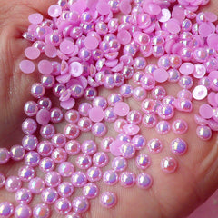 CLEARANCE 4mm AB PURPLE Half Pearl Cabochons / Round Flat Back Faux Pearlized Cabochons (around 200-250 pcs) PEAB-E4
