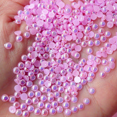 CLEARANCE 3mm AB PURPLE Half Pearl Cabochons / Round Flat Back Faux Pearlized Cabochons (around 250-300 pcs) PEAB-E3