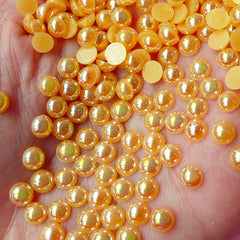 CLEARANCE 5mm AB ORANGE Half Pearl Cabochons / Round Flat Back Faux Pearlized Cabochons (around 150 pcs) PEAB-O5