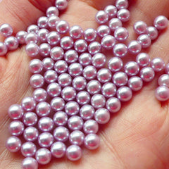 CLEARANCE 5mm Purple Round Faux Pearls (Around 50pcs) (no hole) PES57