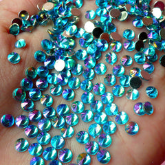 AB Blue TIP TOP Faceted Rhinestones (4mm) (Around 150 pcs) Cell Phone Decoration, Jewelry Making, Scrapbooking, Nail Deco RHTT405