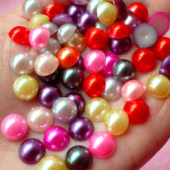 9mm Assorted Faux Pearl Cabochons Mix / Colorful Pearl Mix (Round / Half) (50pcs) PEMC15