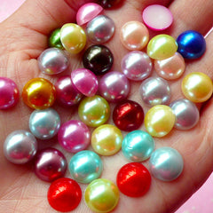 CLEARANCE 10mm Assorted Faux Pearl Cabochons Mix / Colorful Pearl Mix (Round / Half) (40pcs) PEMC16