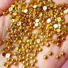 3mm GOLD Half Pearl Cabochons / Round Flat Back Faux Pearlized Cabochons (around 250-300 pcs) PE03