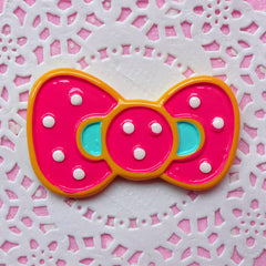 Polka Dot Bow Cabochon / Kawaii Bowtie Cabochon / Pink Bow Tie (49mm x 30mm) Decora Phone Case Japanese Decoden Supplies Scrapbooking CAB137