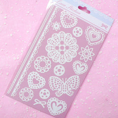 White Lace Sticker Set - Scrapbooking Packaging Party Gift Wrap Diary Deco Collage Home Decor S001
