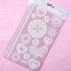White Lace Sticker Set - Scrapbooking Packaging Party Gift Wrap Diary Deco Collage Home Decor S001