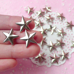 Rivet / SILVER Metal STAR Rivet Studs 16mm (around 30pcs) for Leather Craft / Jean Button, etc  RT20