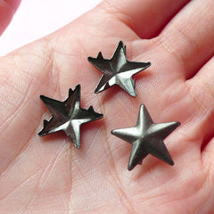 CLEARANCE Rivet / BLACK Metal STAR Rivet Studs 16mm (around 30pcs) for Leather Craft / Jean Button, etc  RT22