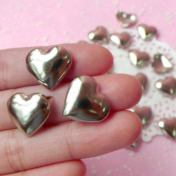 Rivet / SILVER Metal HEART Rivet Studs 17mm (around 30pcs) for Leather ...