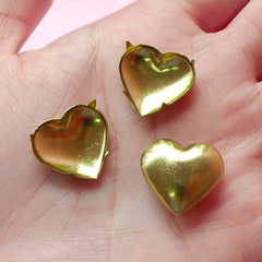 Rivet / GOLD Metal HEART Rivet Studs 17mm (around 30pcs) for Leather Craft / Jean Button, etc  RT25