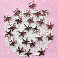 Rivet / SILVER Metal STAR Rivet Studs 16mm (around 30pcs) for Leather Craft / Jean Button, etc  RT20