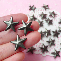 CLEARANCE Rivet / BLACK Metal STAR Rivet Studs 16mm (around 30pcs) for Leather Craft / Jean Button, etc  RT22