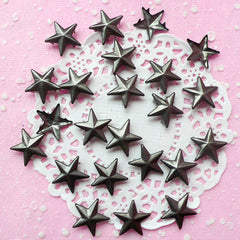 CLEARANCE Rivet / BLACK Metal STAR Rivet Studs 16mm (around 30pcs) for Leather Craft / Jean Button, etc  RT22