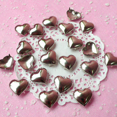 Rivet / SILVER Metal HEART Rivet Studs 17mm (around 30pcs) for Leather Craft / Jean Button, etc  RT24