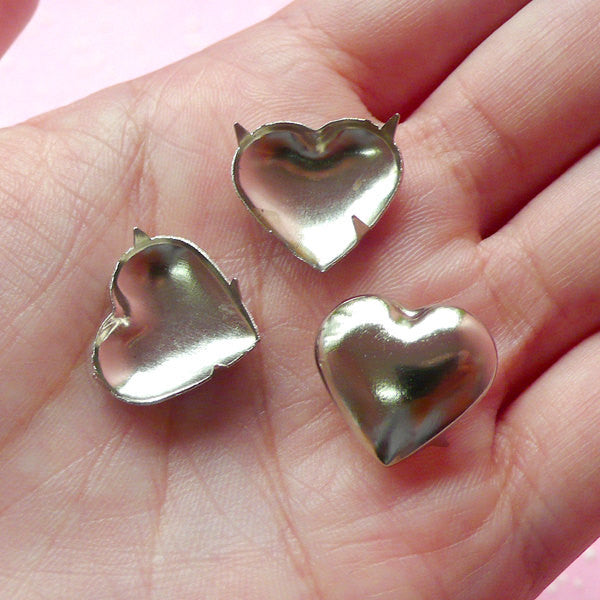 Rivet / SILVER Metal HEART Rivet Studs 17mm (around 30pcs) for Leather ...