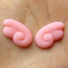 Pastel Angel Wings Cabochon (1 Pair / 20mm x 12mm / Pink) Kawaii Fairy Kei Stud Earrings Cute Hair Jewelry Making Decoden Phone Case CAB143