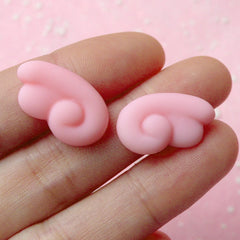 Pastel Angel Wings Cabochon (1 Pair / 20mm x 12mm / Pink) Kawaii Fairy Kei Stud Earrings Cute Hair Jewelry Making Decoden Phone Case CAB143