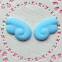 Fairy Kei Cabochon / Kawaii Angel Wings Cabochon (1 Pair / 20mm x 12mm / Pastel Blue) Kawaii Stud Earrings DIY Cute Decoden Supplies CAB144