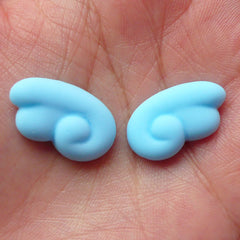 Fairy Kei Cabochon / Kawaii Angel Wings Cabochon (1 Pair / 20mm x 12mm / Pastel Blue) Kawaii Stud Earrings DIY Cute Decoden Supplies CAB144