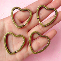 Keychain Heart / Heart Keyrings / Heart Split Ring / Key Holder / Split Key Rings / Key Clasps / Key Fob (31mm x 32mm / Bronze / 4pcs) F054