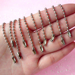 Ball Chain / Bead Chain / Key Chain with Connector (2.4mm x 12cm / 10pcs / Silver) Key Holder Key Ring Luggage Tag Key Fob Making F060