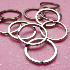 Split Key Ring Round / Key Holder / Split Rings / Key Clasp / Silver Key Chains / Keyring / Key Tag / Key Fob (25mm / Silver / 10pcs) F055