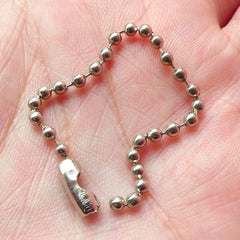 Ball Chain / Bead Chain / Key Chain with Connector (2.4mm x 12cm / 10pcs / Silver) Key Holder Key Ring Luggage Tag Key Fob Making F060