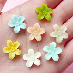 CLEARANCE Mini Flower Cabochon Mix / Assorted Resin Floral Cabochon Set (7pcs / 14mm / Pastel Color) Stud Earrings Making Hair Bow Centers CAB151