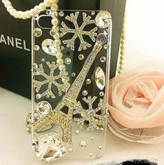 Tower Metal Cabochon (Gold) with Clear Rhinestones (82mm x 34mm) Cell Phone Deco Jewelry Pendant Making Decoden CAB173