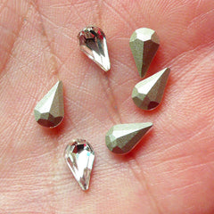 Teardrop Crystal Tip End Rhinestones (5mm x 8mm / Clear / 6pcs) Wedding Jewelry Making Cell Phone Deco Decoden Supplies Nail Art RHE038